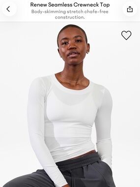 Athleta White Renew Seamless Crewneck Long-Sleeve Top NWT Lg